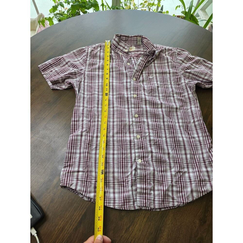 Mens‎ Dockers Short Sleeve Plaid Button-Up Shirt Maroon & White Size M - Picture 10 of 16